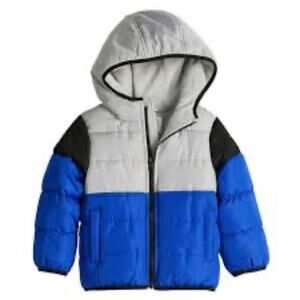 Jumping Beans Toddler Boys 5T Bubble Jacket Hooded Blue Gray